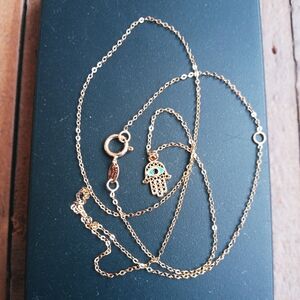 Real 14k yellow gold evil eye necklace, 18" long, new, stamped. Pretty, dainty!